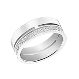 s.Oliver Ring Edelstahl Damen Ringe, mit Zirkonia synth, Silber, Kommt in Schmuck Geschenk Box, 2031471