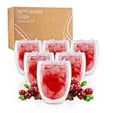 Exitoso Doppelwandige Latte Macchiato Gläser | 330ml 6er gläser set | doppelwandige kaffeegläser | Borosilikatglas Kaffeetassen Glas | kaffeegläser cappuccino gläser