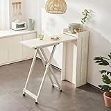GSATREY Stehtisch Klappbar, Frühstücksbar, Moderner Bartisch, Rechteckiger Stehtisch, Ausbaubar Montage Portable, Partytisch Klapptisch für Terrasse Garten(White)