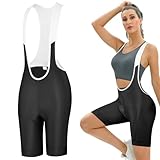 AUYAO Fahrradhose Damen Sommer Fahrrad Kurze TräGerhose 4D Gepolstert Bib Shorts Radsport Fahrrad-Trägerhose Damen Fahrradhose Schnell Trocknende StoßFeste Radhose mit TräGer Radlerhose Hosenträgern L