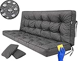 HOBBYGARDEN Sitzkissen Bankkissen Bankauflage für Gartenbank Schaukelkissen Bodenkissen Kissen für Hollywoodschaukel Outdoor und Indoor -180 cm - Graphit