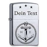 Feuerzeug Compatible with Zippo Maritim Schiff Anker Steuerrad Leuchtturm Personalisierte Gravur Benzinfeuerzeug windfest Seemänner und Meeresliebhaber