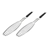 SANTOS 2xXL Fischbräter 61,5cm - Edelstahl Fisch-Grillkorb - Fischhalter mit Hitzeschutzgriff - für Fische bis zu 33cm - Spülmaschinenfest - Fischgrillzange - optimale Grillergebnisse