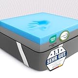 MKS 2-in-1 Gel Topper – Gelschaum Topper 90x200cm mit H3 & H4, 5-Schichten-System, Druckentlastung, Mesh-Seiten & Elastikbändern – Ideal für Seiten-, Rücken- & Bauchschläfer