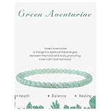 LOCCY Echtes Naturstein Armband für Damen, 4mm Perlenarmband Yoga Armband für Muttertag Geburtstag Valentinstag Geschenke für Mama Tochter Oma Enkelin Schwester (Grüner Aventurin)