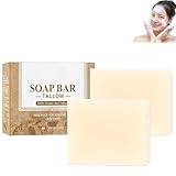 Kernseife Natur, Ziegenmilchseife Gesicht, Naturseife Beef Tallow Skincare, Handgemachte, Reduziert Feine Linien,Porenverkleinerer, Schaumseife Tiefenreinigung und Gesichtspflege (2)