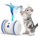 Katzenspielzeug Elektrisch-LiieyPet Interaktives Katzenspielzeug Selbstbeschäftigung, USB Wiederaufladbar, Katzenspielzeug Intelligenz mit 4 Feder, LED- Licht, 360° Drehung, Spielzeug für Katzen