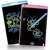 Dyaucwpo 2 Stück 8,5 Zoll Maltafel Zaubertafel Spielzeug Kinder, Bunte Bildschirm Schreibtablett mit Sperrfunktion, LCD Schreibtafel mit Löschbare für Geburtstag Weihnachten Geschenk Blau und Rosa