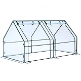 Ohuhu Foliengewächshaus Frühbeet Gewächshaus Tomatengewächshaus Winterschutz 180x90x90 cm, Gewächshaus Balkon Hochbeet Abdeckung mit Zwei großen PVC Reißverschluss-Türen Transparent