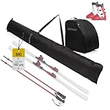 meteor 2-in-1 Skitasche Set - Skisack [bis 195 cm] & Skischuhtasche mit Lüftung - Wasserfestes Skicover & Stiefeltasche Ideal für Skiurlaub und Wintersport - Komplettes Set für Skier und Schuhe