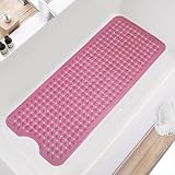 TEESHLY Badewannen-Duschmatte, rutschfeste Badewannen-Bodenmatte mit Saugnäpfen und Abflusslöchern, maschinenwaschbar, Badematte für Badezimmer-Bodensicherheit, 101,6 x 40,6 cm, transparentes