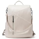 molshine Anti-Diebstahl Rucksack aus veganem Leder, modisch Lässige Tasche Reise-Tagesrucksack, Schulterrucksack, Handtaschen für Damen und Herren HB041 (Beige)