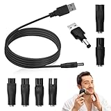 5V USB Netzkabel Kabel Rasierer Ladegerät, Universelles Rasierer Ladekabel Mit 6 Ladeköpfen für Rasierern, Haarschneider, Luftreiniger und mehr und Anderen Ladekabeln (Schwarz2)