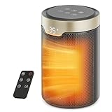 FOHERE Heizlüfter Energiesparend, 1500W Heizlüfter Elektrisch mit Thermostat, PTC Heizlüfter Leise, ECO-Modus, 5 Heizstufen, Fernbedienung, 24-Std-Timer, Überhitzungs- & Kippschutz