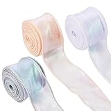 Beadthoven Schillerndes Organzaband, transparentes Chiffonband, schimmernd, Regenbogenfarbe, 43 mm, Geschenkband, Weihnachten, Hochzeit, Blumenstrauß, Dekoration, Schleifenband