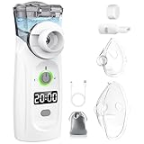 MILFECH Inhalationsgerät tragbar Vernebler Set Mit USB Wiederaufladbar, Timer und Display, inhalator verneble Masken und Mundstück für Kinder und Erwachsene (Grau)