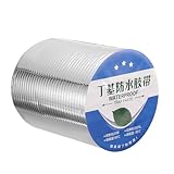 QUARKZMAN Wasserdichtes Butylband 33 ft x 6' W Aluminiumfolie Dichtband, 0,03' dick Aufgerüstetes Selbstklebendes Dichtungsband für Wohnmobilreparatur