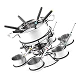 Fondue-Set – elektrisches Fondue-Topf-Set, multifunktionales Fondue-Set | 21-teiliges Käsefondue-Set aus Edelstahl mit kleinem Topf, hochwertiges Fondue-Set für Käse, Schokolade, Fleisch, Partys, Fami