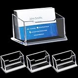 4 Stück Visitenkartenhalter - Visitenkartenständer Acryl, Transparenter Visitenkarte Display Organizer, Visitenkarten Halter für Die Präsentation von Visitenkarten, Unternehmenskarten, kleinen Karten