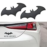 SHUOHONG 2 Stück Auto Aufkleber Selbstklebend, Fledermaus Auto Logo Autoaufkleber, Auto Sticker Metall, Bat Car Emblem, Aufkleber Motorrad für Alle Embleme Am Auto Oder Motorrad (Schwarz)