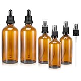 Zikenis 5 Stück Braun Zerstäuber Sprühflasche, 2x100ml 3x50ml Sprühflaschen mit Feinem Nebel, mit Trichte und Tropferr, Sprühflaschen zum Befüllen Tragbares, Kleine Pumpspray-Flasche