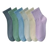 MAGIARTE 6 Paar Damen Mini Crew Knöchelsocken Reine Baumwolle Sportliche Freizeitsocken für Frauen(Mini Crew #11)
