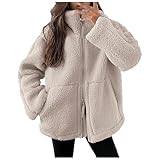 Generisch Winterjacke Damen - Teddyjacke Fleecejacke Teddyfleece Teddy Plüschjacke teddy fleece jacke outdoor fleecejacken kuscheljacke für felljacke teddyfell sherpa fliesjacken frauen flauschig