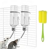 VGECEE Trinkflasche Kaninchen Hamster Wasserflasche 2 Stück Trinkflasche Hasen 350ml Nagertränke Nippelflasche Kaninchen mit Halterung Kaninchentränke Nippel Haustier Wasserspender für Haustiere