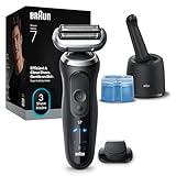 Braun Series 7 Rasierer Herren Elektrisch, Elektrorasierer, 60 Min. Akku, Rasierapparat, 4in1 Reinigungsstation, Kabelloser Nass und Trockenrasierer, Made in Germany, Wasserdicht, N7200cce, Schwarz