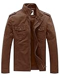 WenVen Herren Military Jacke Vintage Jacke Übergang Feldjacke Cargojacken Kurzjacke Jacke Büro Cotton Jacke Blouson Baumwolle Jacke Frühling Braun M