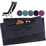 ZENACROSS - Fitness Handtuch Mikrofaser 120x50 - Schnelltrocknend, Reißverschlusstasche - Weiches Sporthandtuch fürs Fitnessstudio & Gym - Dunkelgrau