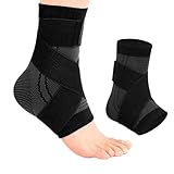 Sprunggelenkbandage 2 Stück Bandage Fußgelenk Knöchelbandage Knöchelbandage Sprunggelenk Knöchel Plantarfasziitis Achillessehne Einheitsgröße Herren und Damen Schwarz (Größe L)