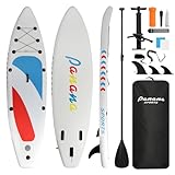 Panana Aufblasbares Stand Up Paddle Board 325x81x15cm mit Premium SUP Board Zubehör, Surfbrett Surfing Board Kit, Verstellbares Paddel, Hand Ultra-Leicht, Rutschfestes Deck Weiß