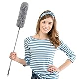 NileHome Mikrofaser-Feder-Staubwedel mit Verlängerungsstange (76,2–254 cm) Staubwedel zur Reinigung mit Mikrofaser und Chenille-Staubwedelkopf, waschbar, biegbar, für hohe Decken, Möbel