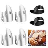 ASTER 6 Stück Fingerpicks, Edelstahl Finger Plektrum und Kunststoff Daumen Picks Set, Einstellbares Fingerplektren für Verschiedene Saiten Gitarre Banjo Harfe Bass