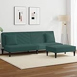 kithwjll 2-TLG. Schlafsofa-Garnitur, Dunkelgrün Samt, 200x84,5x69cm, wandelbar zum Bett, mit Kissen & Hocker, bequemes Polstermöbel für Wohnzimmer, leicht zu montieren