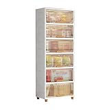 6 Etagen FlipTop Aufbewahrungsschrank, vielseitiger Kunststoffschrank mit Türen für Küche, Büro, Wohnzimmer, ideal für Töpfe, Pfannen, Kleidung und verschiedene Gegenstände (braun)