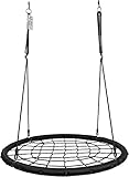 XXL Nestschaukel, Netz Schaukel, Tellerschaukel, Rundschaukel - Ø120 cm / bis 300 kg ,Spinnennetz für Kinder/ Erwachsene, Outdoor/ Indoor, Höhenverstellbar, Schwarz, Garten