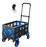 DGOINGPI Handwagen Zusammenklappbarer Handkarren, robuster Handkarren-Transportwagen, umwandelbarer Transportwagen mit 330 Pfund Kapazität und faltbarem Korb Transportkarre