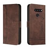 QIWEIQING Kompatibel mit Handyhülle für LG K50S Handy Hülle, LG K50S Hülle Leder Handytasche für LG K50S Klapphülle Tasche, Brown HX