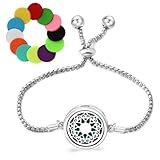 TIANXIAOQWE Aroma Medaillons Armreif Diffusor Edelstahl Armband Verstellbar Damen, Edelstahl, zirkonia