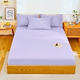 Nayoroom Spannbettlaken 200x200cm Flieder Lila Boxspringbett Topper Angenehme Matratzenbezug mit Gummizug Super Weiche Renforce Microfaser Violett Bettlaken Spannbetttuch für Matratze bis 25 cm Hohe