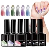 Hogvinnatil Gel-Nagellack für die Finger | Thermochromer Gel-Nagellack mit Farbwechsel, 6 Stück, Kosmetik für 21 Tage, für Zuhause, Hochzeit, Termine, Salon,