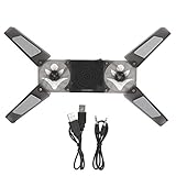 Laptop-Kühlunterlage DR - 2008A, kabelloser Notebook-Computer-Kühler mit 2 transparenten blauen LED-Lüftern, faltbares Design mit integriertem Lautsprecher und Telefonladeanschluss