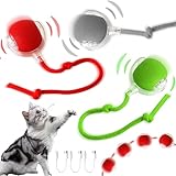 Interaktiver Spielball mit Schwanz für Katzen, 3 PCS Interaktiver Spielball für Katzen,Interaktiver Ball Katze,Katzenspielzeug Elektrisch Ball Interaktiv,360° Rolling Smart Ball FüR Katzen Und Hunde