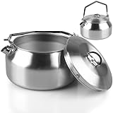 BAIFULAI Teekessel Camping, Camping Wasserkocher, 1L Edelstahl Wasserkessel Camping, Tragbare Wasserkocher Camping, Camping Wasserkessel für Kochen im Freien, Picknick, Wandern, Camping Zubehör