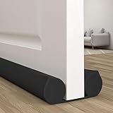 HIZH Lärmschutz & Zugluftstopper für Türen | Doppelseitige Türdichtung mit dickem Schaumstoff gegen Kälte, Staub & Lärm | Senkt Heizkosten | 96cm anpassbar, Schwarz