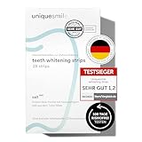Uniquesmile Zahnaufhellung Whitening Strips - Testsieger 2024-100 Tage risikofrei testen - frei von Peroxid - innovative Formel mit natürlichen Inhaltsstoffen (28 Stück)