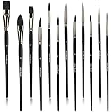 LIQWEI 12 Stück Gesichtsmalpinsel Set, Augen Make Up Pinsel Sets Künstlerpinsel Set Für Acrylmalerei Gouache Fasching Halloween Mottoparty Geburtstag
