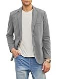 Elegancity Herren Cord Anzugjacke Grau Retro Sakko Freizeit Blazer Regular Fit Winterjacken Mit 3 Taschen M